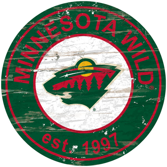 Minnesota Wild 24" Round Established Sign with Team Graphics by Fan Creations