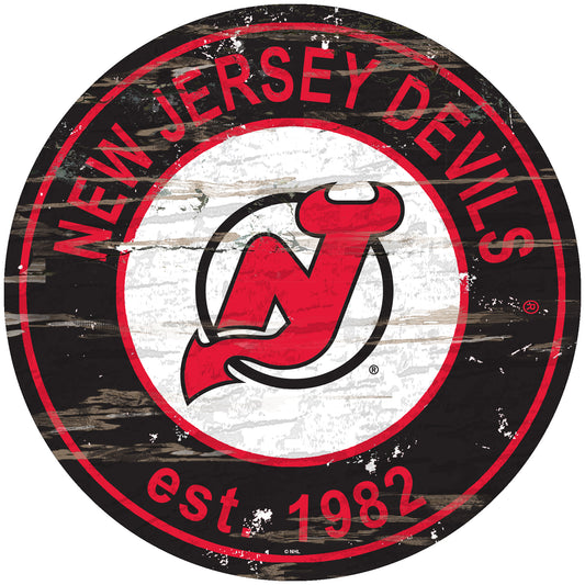 New Jersey Devils 24" Round Established Sign with Team Graphics by Fan Creations
