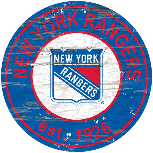 New York Rangers 24" Round Established Sign with Team Graphics by Fan Creations