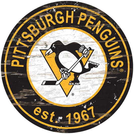 Pittsburgh Penguins 24" Round Established Sign with Team Graphics by Fan Creations