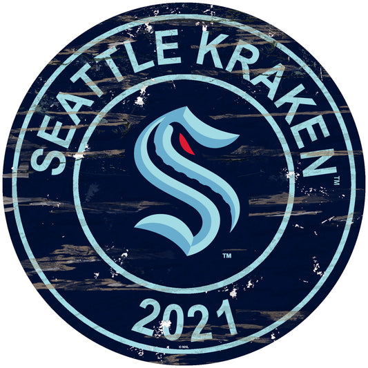 Seattle Kraken 24" Round Established Sign with Team Graphics by Fan Creations