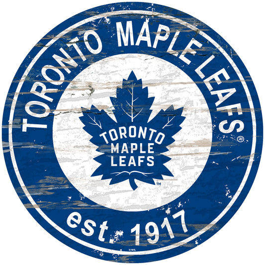 Toronto Maple Leafs 24" Round Established Sign with Team Graphics by Fan Creations