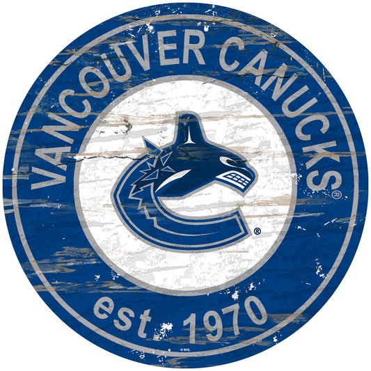 Vancouver Canucks 24" Round Established Sign with Team Graphics by Fan Creations