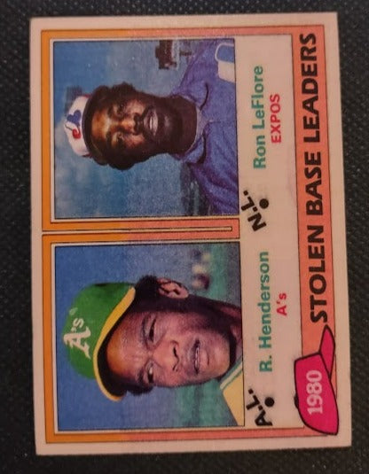 1981 Topps #4 Rickey Henderson/Ron LeFlore LL - Baseball Card NM-MT