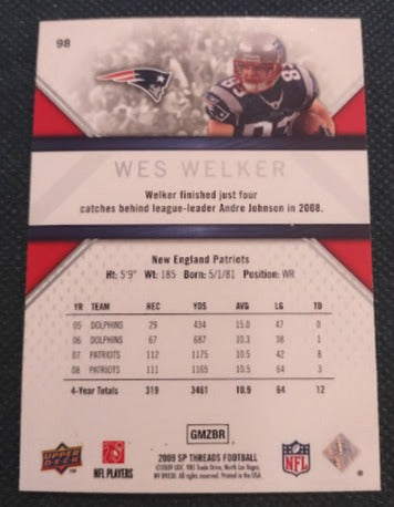2009 SP Threads #98 Wes Welker - Football Card {NM-MT}
