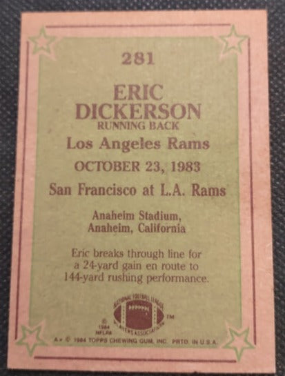 1984 Topps # 281 - Eric Dickerson - Instant Replay Football Card {NM-MT}