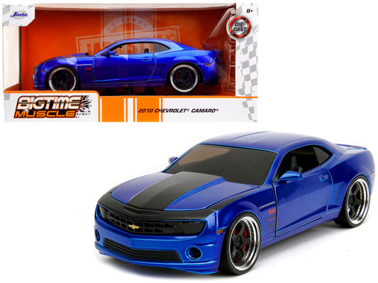 2010 Chevrolet Camaro Candy Blue with Black Hood "Bigtime Muscle" Series 1/24 Diecast Model Car by Jada