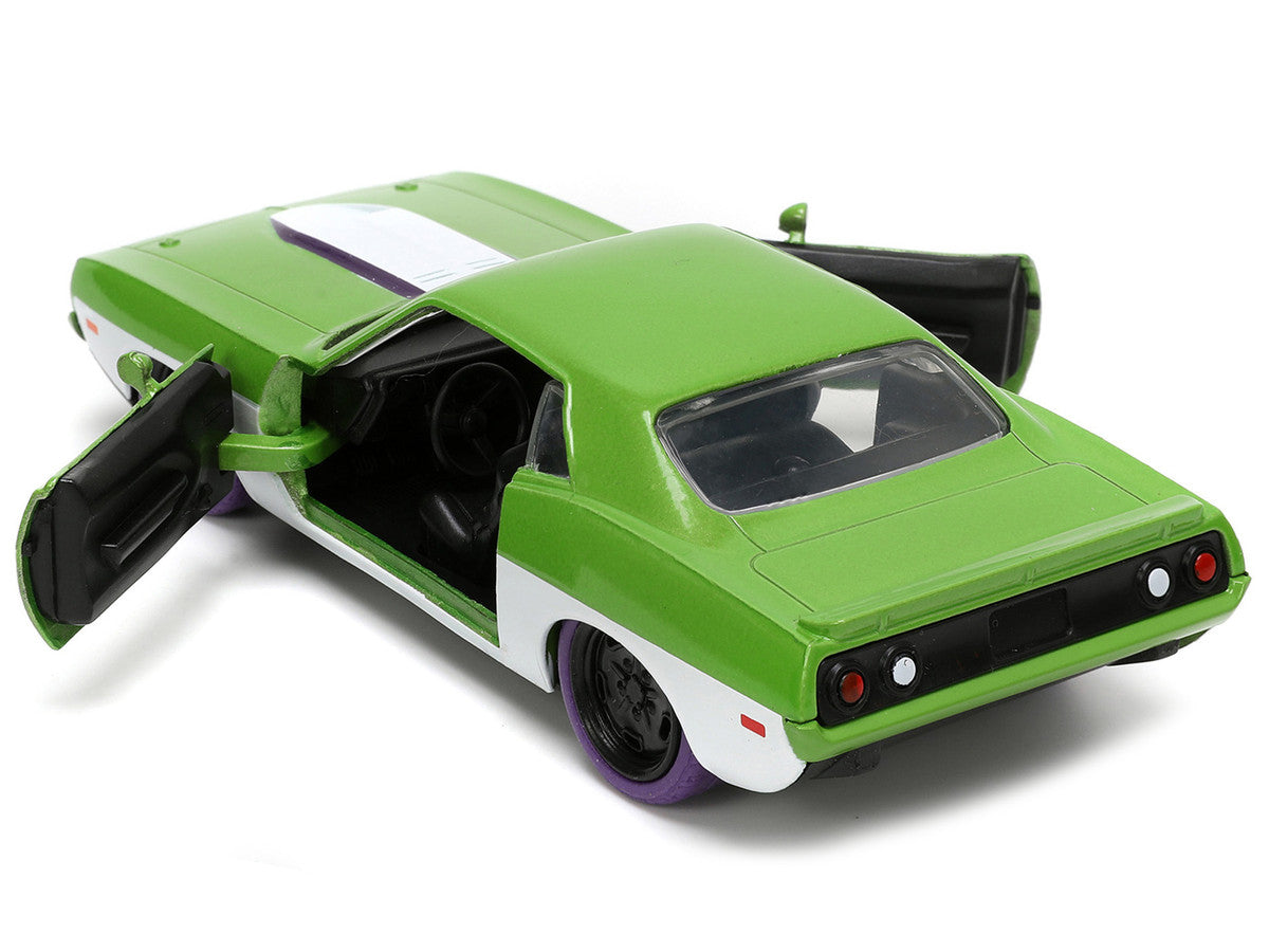 1973 Plymouth Barracuda Green Metallic and White and She-Hulk Diecast Figure "The Savage She-Hulk" "Hollywood Rides" Series 1/32 Diecast Car by Jada