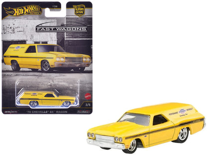 Hot Wheels 1970 Chevrolet Chevelle SS Wagon “Yenko” in yellow Fast Wagons Series with real rubber tires and blister pack