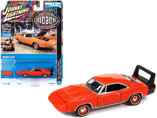 1969 Dodge Charger Daytona HEMI Orange w/ Black Tail Stripe "MCACN" Ltd Ed. to 4332 pcs "Muscle Cars USA" Series 1/64 Diecast Car - Johnny Lightning