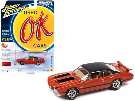 1972 Oldsmobile 442 W-30 Flame Orange Metallic with Matt Black Top and Stripes Ltd. Edition to 2620 pcs. "OK Used Cars" 2023 Series 1/64 Diecast Car