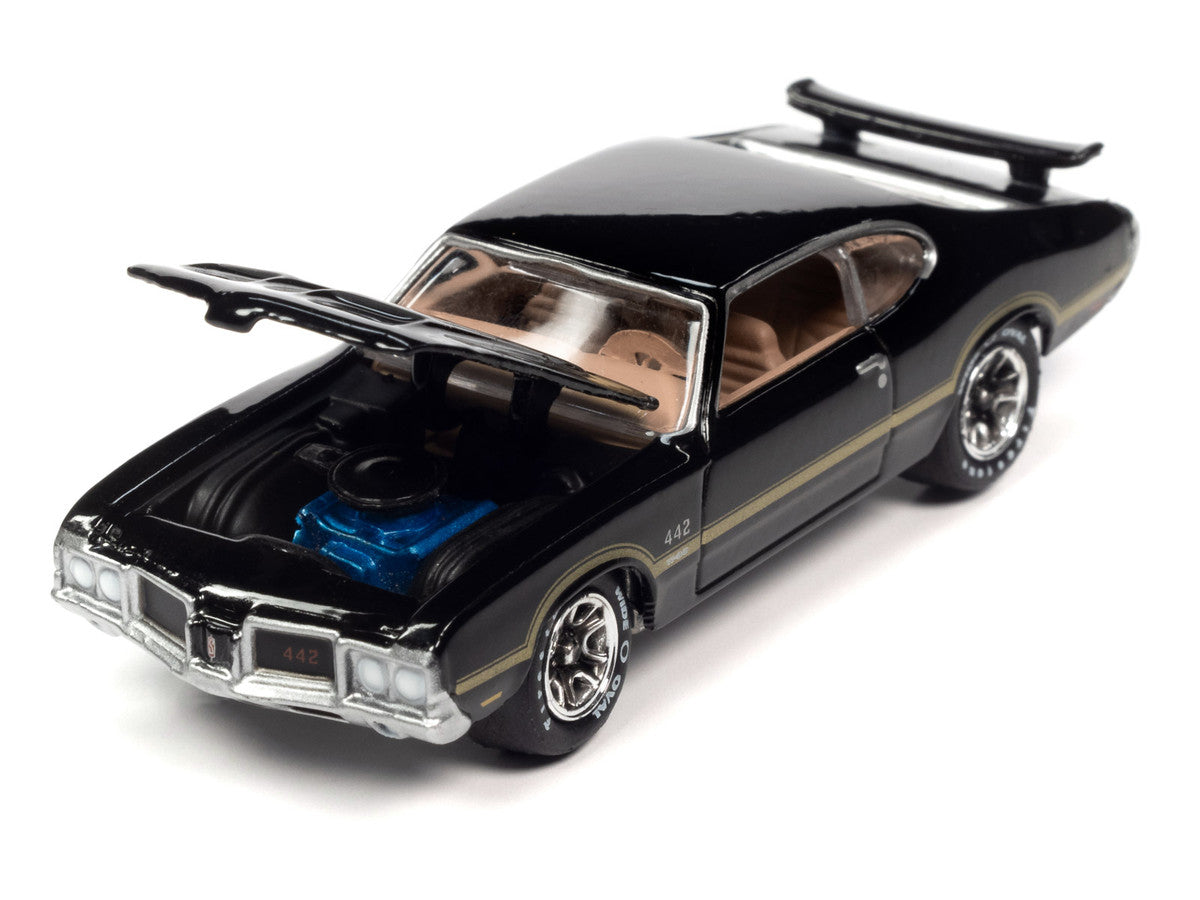 1972 Oldsmobile 442 W-30 Ebony Black with Gold Metallic Stripes Limited Edition to 2620 pieces Worldwide "OK Used Cars" 2023 Series 1/64 Diecast Car