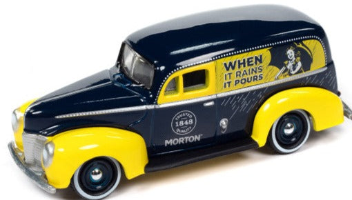 1940 Ford Sedan Delivery Dark Blue and Yellow "Morton Salt" "Pop Culture" 2023 Release 3 1/64 Diecast Model Car by Johnny Lightning