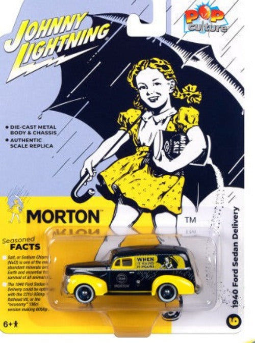 1940 Ford Sedan Delivery Dark Blue and Yellow "Morton Salt" "Pop Culture" 2023 Release 3 1/64 Diecast Model Car by Johnny Lightning