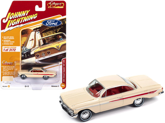 1961 Chevrolet Impala SS 409 Coronna Cream with Red Stripes and Interior - Classic Gold Collection 2023 Release 2 Ltd. Ed. 1/64 Diecast Car