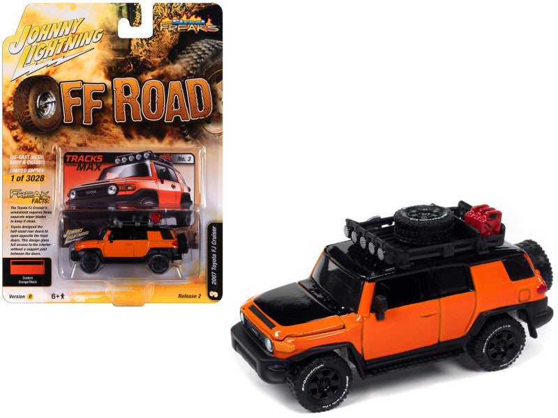 2007 Toyota FJ Cruiser "Tracks to the Max" Orange w/Black Hood and Top "Off Road" Ltd. Ed. - 3028 pcs. "Street Freaks" Series 1/64 Diecast Car