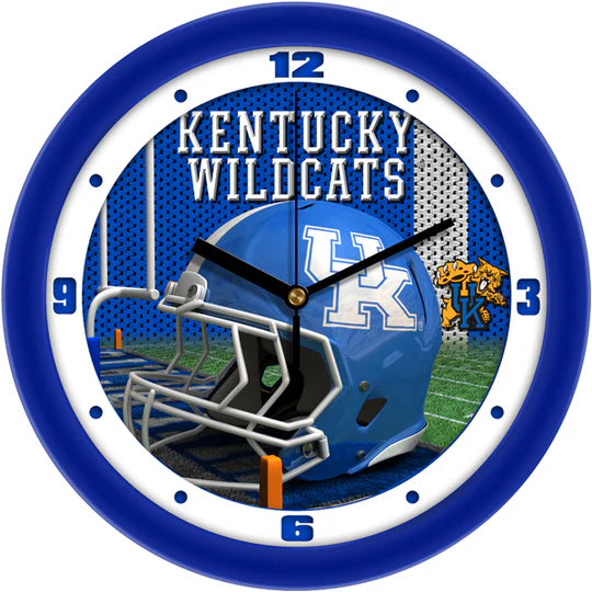 Kentucky Wildcats Football Helmet Wall Clock: Team pride in 3D! Mineral glass, quartz movement. 11.5"x11.5". Batteries not included. Officially licensed by Suntime.