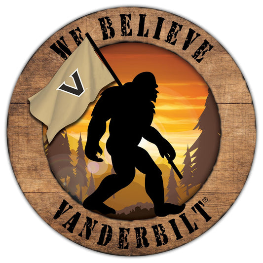 Vanderbilt Commodores We Believe Bigfoot 12" Round Wooden Sign by Fan Creations