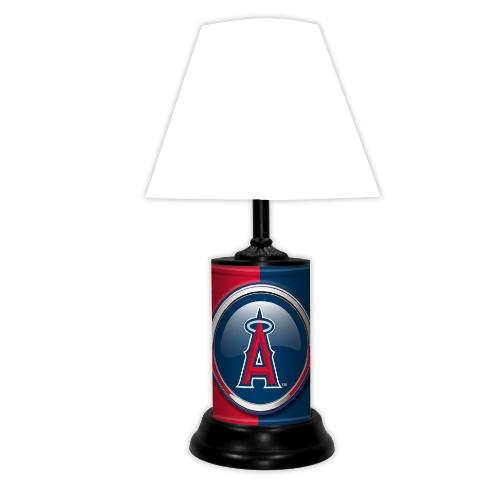 "Los Angeles Angels lamp, 18.5 inches tall, featuring team colors and graphics, with an 8 ft. cord."