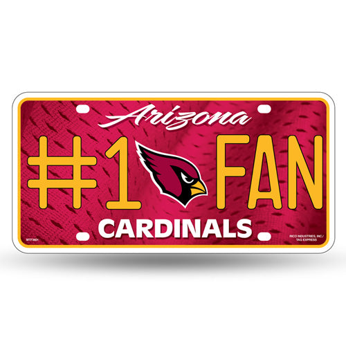 Arizona Cardinals #1 Fan Metal License Plate by Rico