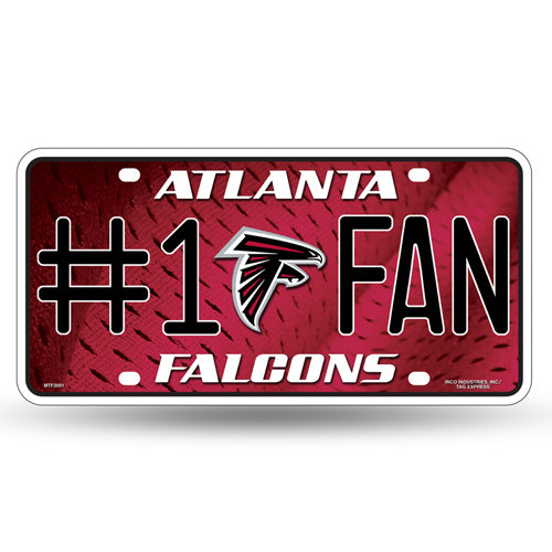 Atlanta Falcons #1 Fan Metal License Plate - 6" x 12" with team colors and graphics. Officially licensed by Rico.