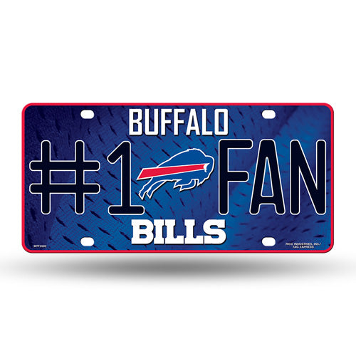 Buffalo Bills #1 Fan License Plate: Metal plate, team colors/graphics. 6"x12". Official NFL merchandise by Rico. Display your support proudly!