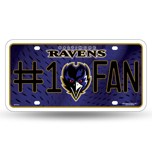 Baltimore Ravens #1 Fan Metal License Plate by Rico
