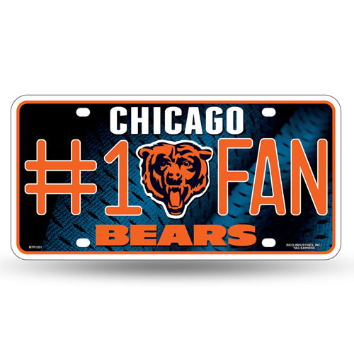 Chicago Bears #1 Fan Metal License Plate by Rico