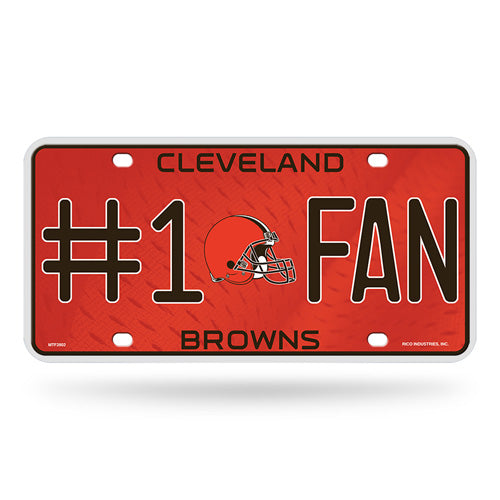 Cleveland Browns #1 Fan Metal License Plate by Rico