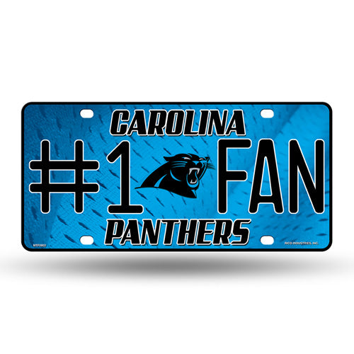 Carolina Panthers #1 Fan Metal License Plate by Rico