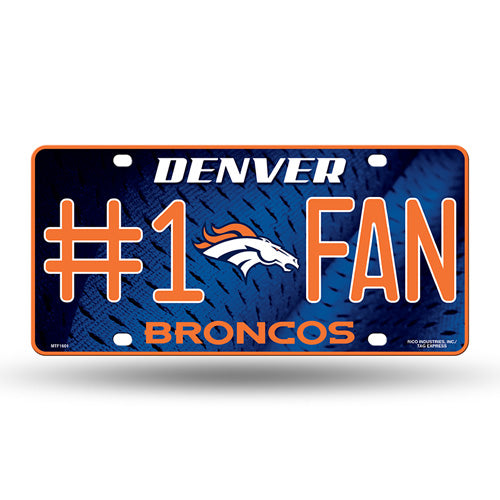 Denver Broncos #1 Fan Metal License Plate by Rico