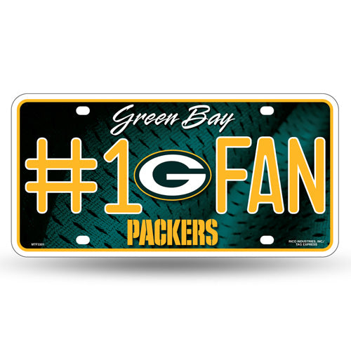 Green Bay Packers #1 Fan Metal License Plate by Rico