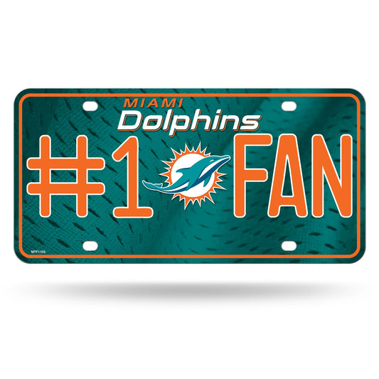 Miami Dolphins #1 Fan Metal License Plate by Rico
