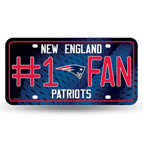 New England Patriots #1 Fan Metal License Plate by Rico