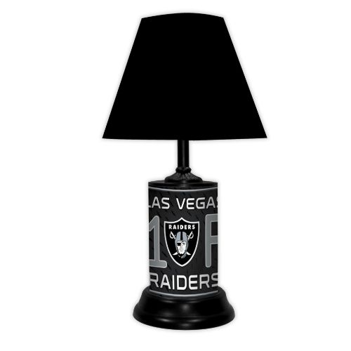 "Las Vegas Raiders #1 Fan lamp, 18.5" tall, with team logo and embossed '#1 Fan' by GTEI."