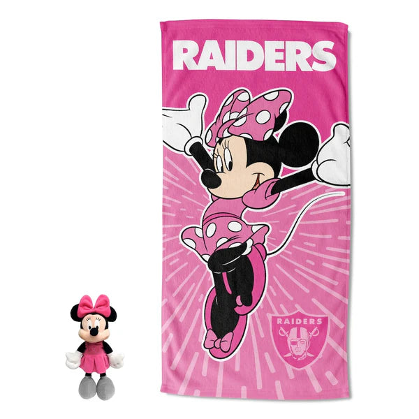 Las Vegas Raiders Disney Minni Mouse Spirit Hugger Beach Towel Set by Northwest Group