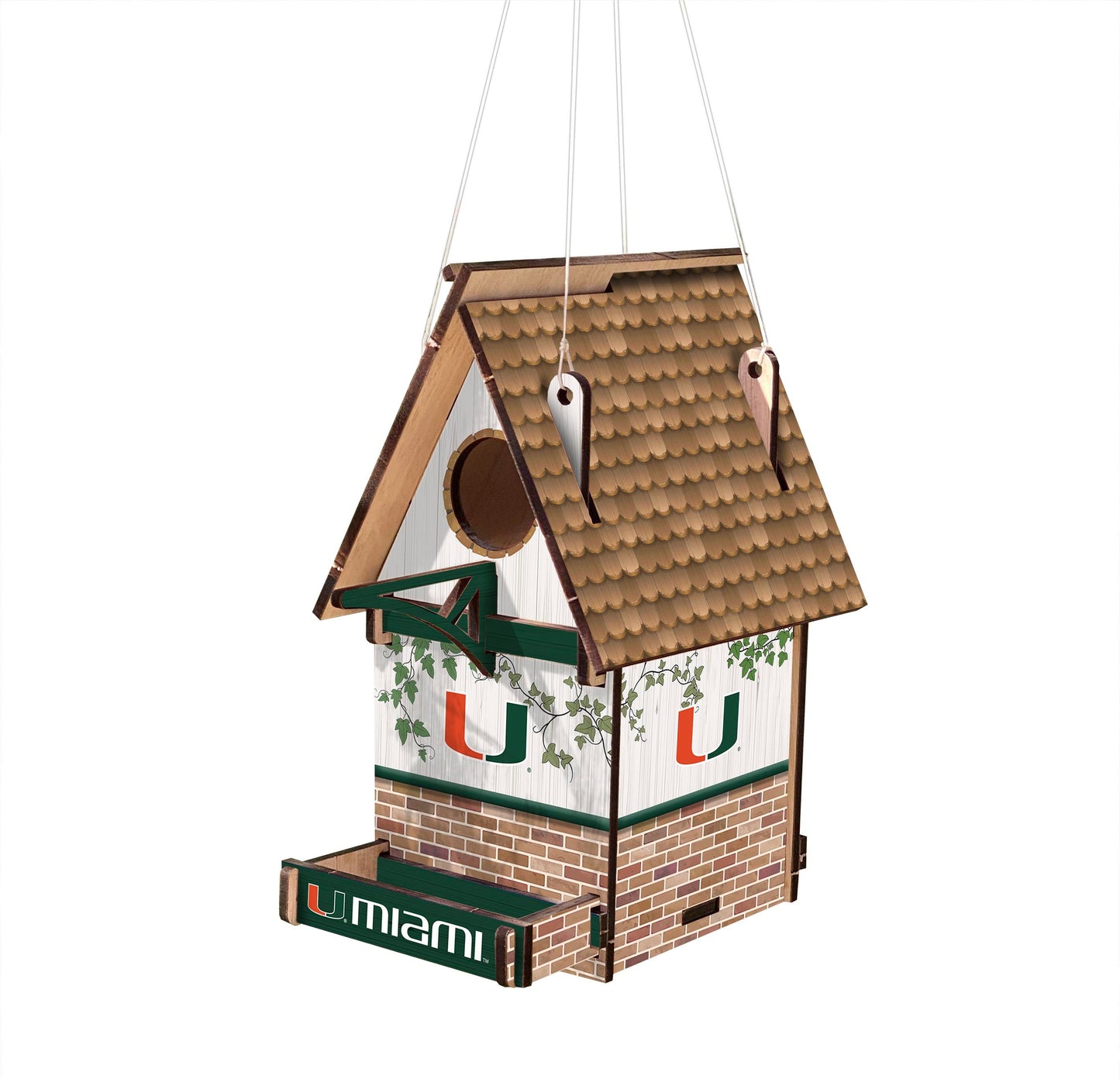 Miami Hurricanes Wood Birdhouse: Team colors, logo. Perfect fan decor for both the game and the garden. Ideal for bird-loving enthusiasts
