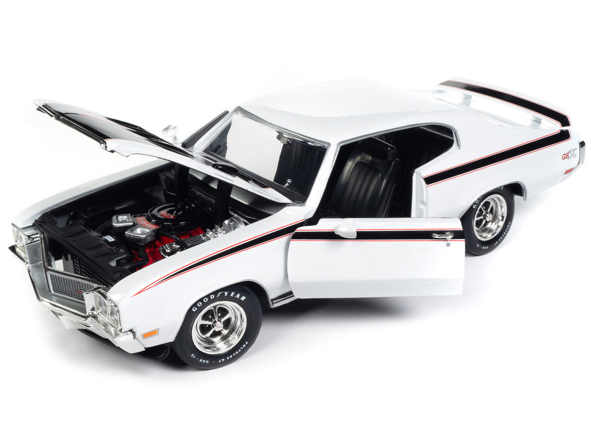 1970 Buick GSX Apollo White w/ Black and Red Stripes "Muscle Car & Corvette Nationals" (MCACN) American Muscle Series 1/18 Diecast Car by Auto World
