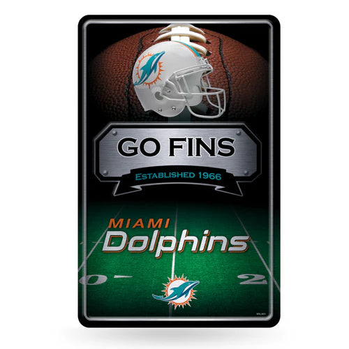 Miami Dolphins 11"x17" Large Embossed Metal Wall Sign by Rico