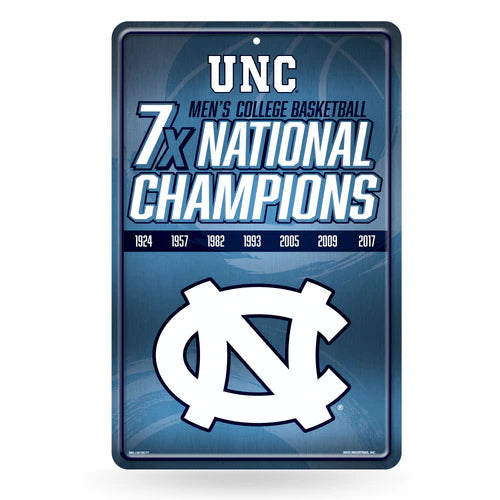 North Carolina Tar Heels 7 Time NCAA Basketball Champs 11"x17" Large Metal Wall Sign by Rico