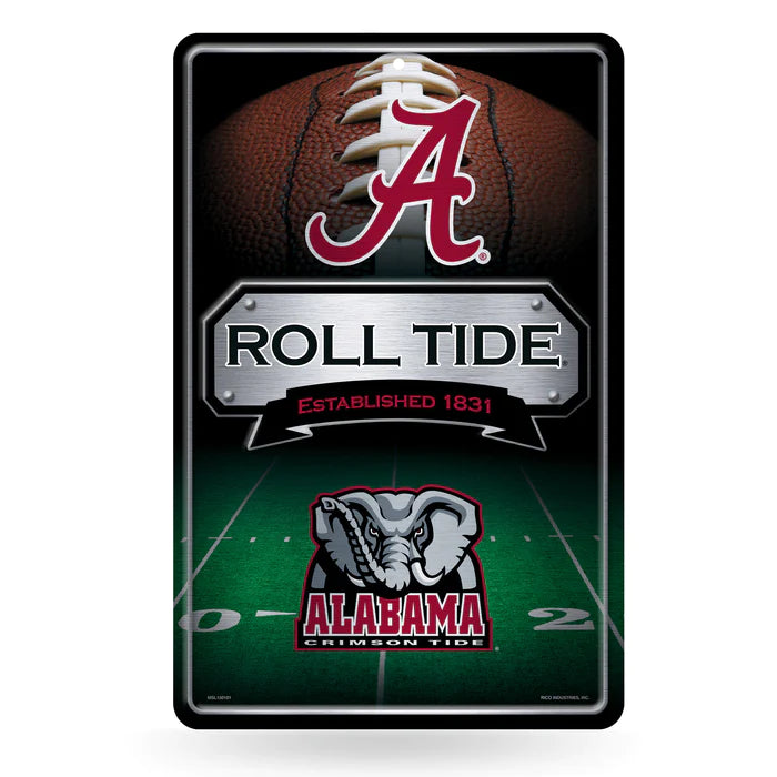 Alabama Crimson Tide 11"x17" Metal Wall Sign by Rico. Features team colors and graphics. Officially Licensed.