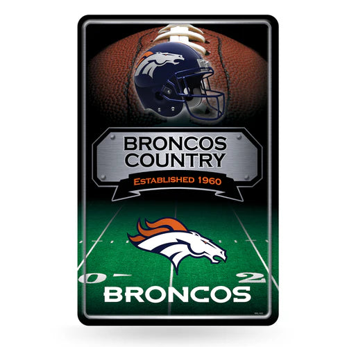 Denver Broncos 11"x17" Large Embossed Metal Wall Sign by Rico