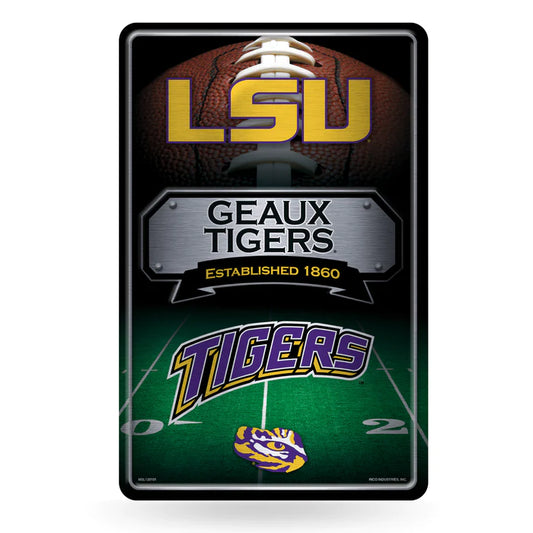 LSU Tigers 11"x17" Large Embossed Metal Wall Sign by Rico