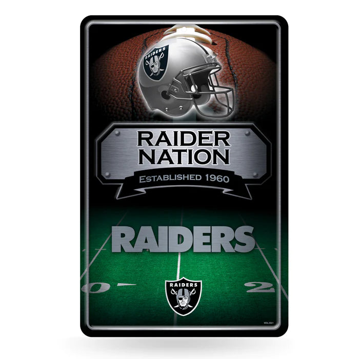 Las Vegas Raiders NFL 11x17 embossed metal wall sign with team name and established date