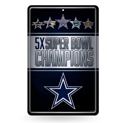Dallas Cowboys 5 Time Super Bowl Champs 11"x17" Large Metal Wall Sign by Rico