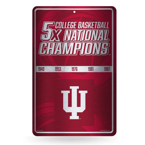 Indiana Hoosiers 5 Time NCAA Basketball Champs 11"x17" Large Metal Wall Sign by Rico