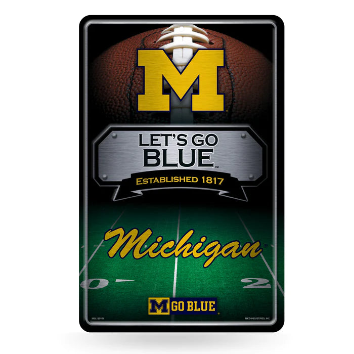 Michigan Wolverines 11"x17" Large Embossed Metal Wall Sign by Rico