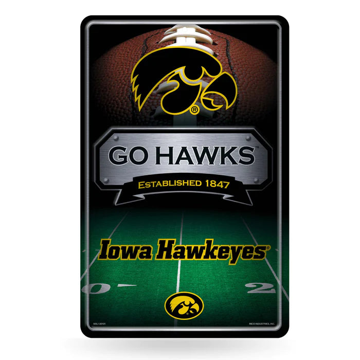 Iowa Hawkeyes 11"x17" Large Embossed Metal Wall Sign by Rico