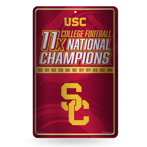 Southern California Trojans {USC} 11 Time College Football Champs 11"x17" Large Metal Wall Sign by Rico