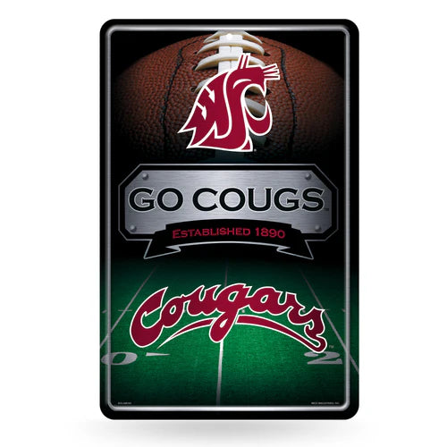 Washington State Cougars 11"x17" Large Embossed Metal Wall Sign by Rico